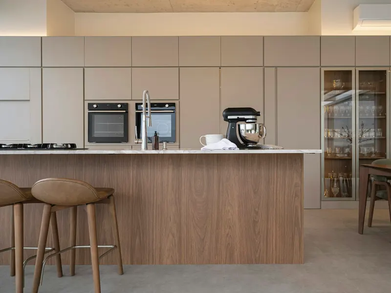 A finished kitchen, morning light