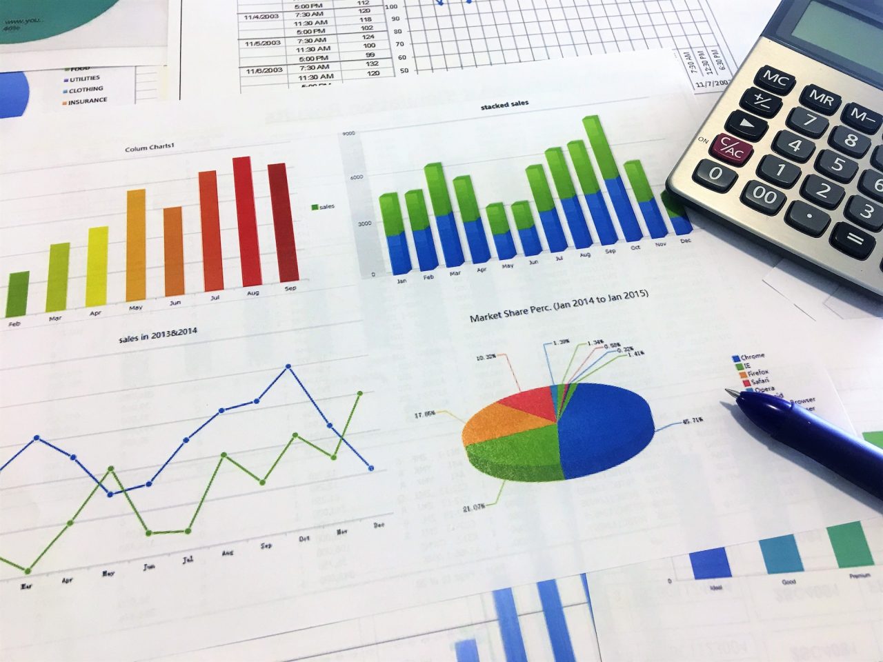 Web analytics spread across a table.